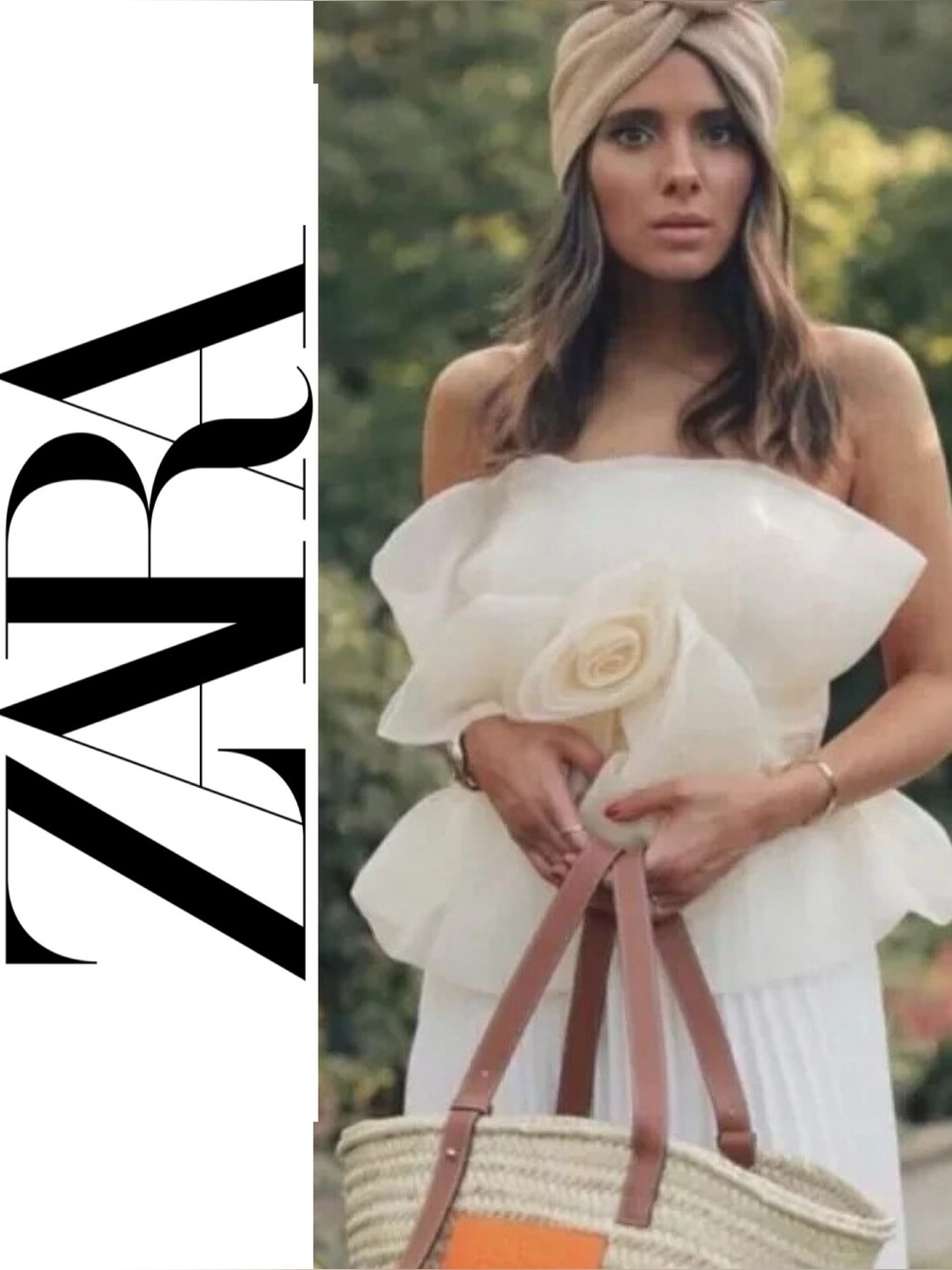 ZARA Organza Bow Rose Top